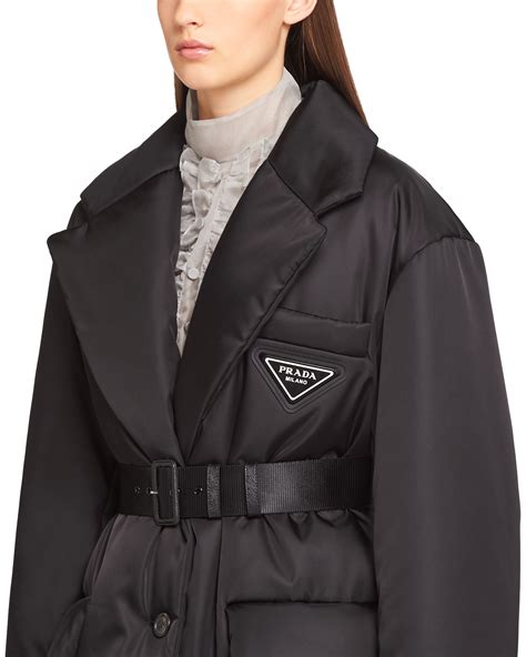 prada fur trimmed puffer coat|prada re nylon puffer jacket.